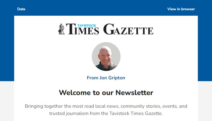 Tavistock Times Gazette newsletter sample