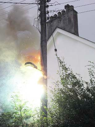 Pole fire pyrotechnics