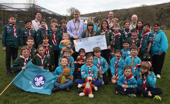 £250 from Okehampton Rotary for Okehampton Scout Group