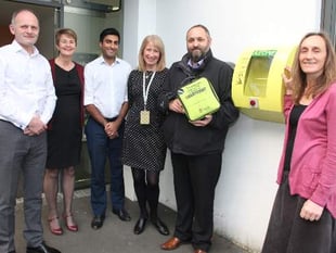 Defibrillator installed outside Tavyside Health Centre to help save lifes