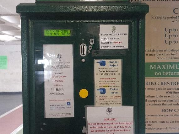 West Devon's parking machines to stop accepting old £1 coins this Saturday