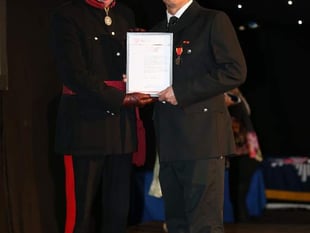 Long service medal for Tavistock firefighter Keith Lake
