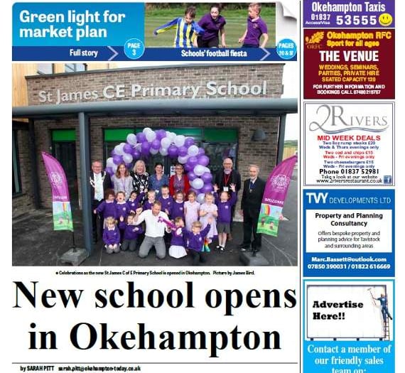 In this week's Times: New school building opens, Hatherleigh Market redevelopment given the go-ahead, all the local sport and more!