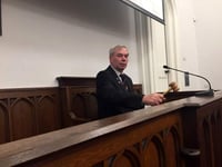 First chairman in the restored Guildhall