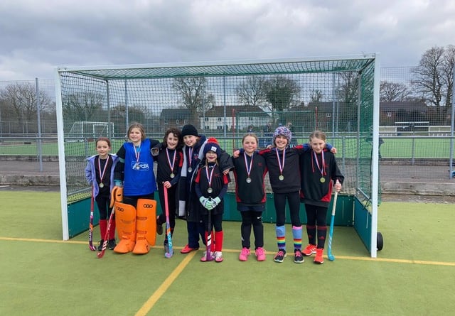 The Tavistock Under 10 hockey team celebrate success