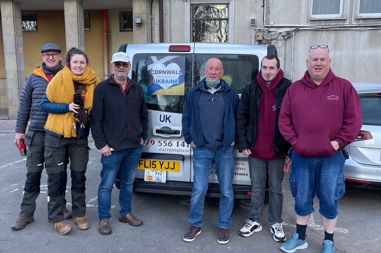 Darren Tait and his volunteers in Poland where they have travelled with nine vehicles of aid for Ukrainian refugees