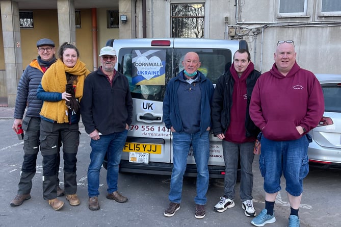 Darren Tait and his volunteers in Poland where they have travelled with nine vehicles of aid for Ukrainian refugees