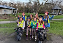 Brownies pick litter in the park