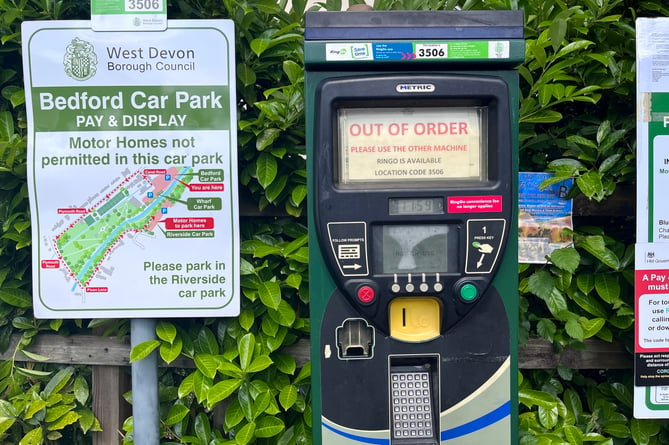 The ticket machine at Bedford Car Park in Tavistock was out of order, forcing visitors to use the RingGo app