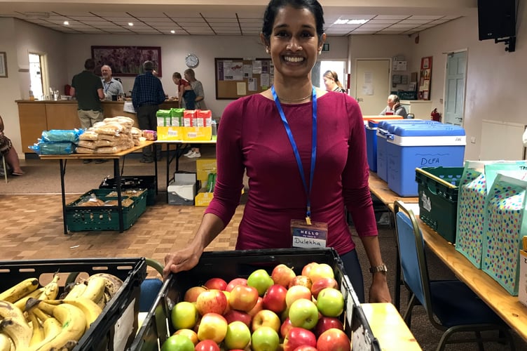 Dr Dulekha Kasturiratne, a volunteer at Tavistock Food Hub at King's off Pixon Lane, Tavistock