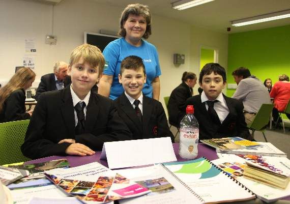 Cllr Debo Sellis with Tavistock College pupils at a political speed dating event in 2019
