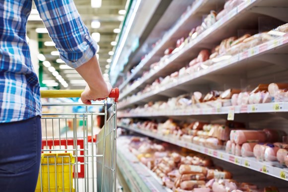 Shopping trolley in supermarket 