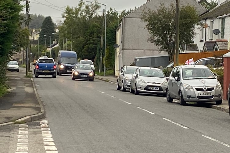 The A390 at St Ann’s Chapel where parked cars are getting damaged.