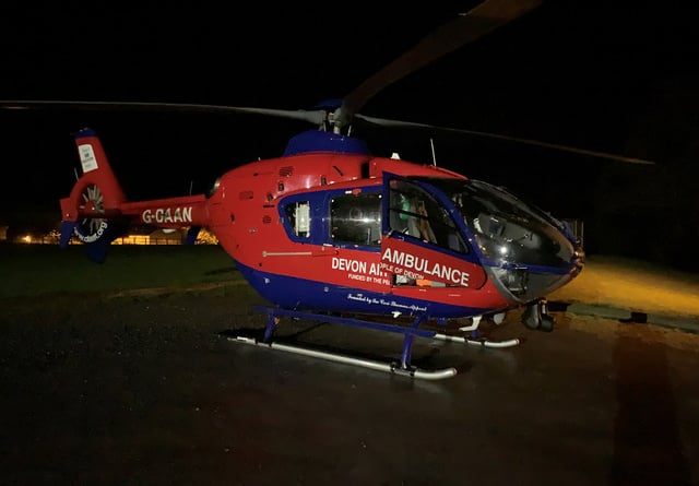 Devon air ambulance at night
