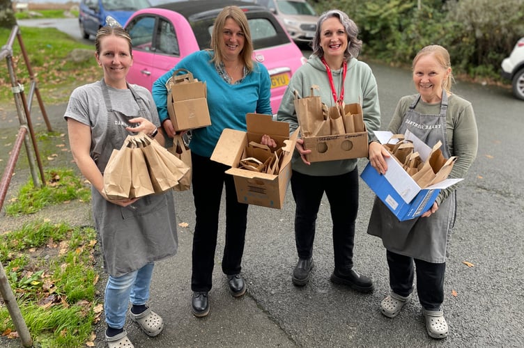 Autumn Andrews, Tina Husband, Ali Mansfield and Avis Jones deliver free lunches to people in Horrabridge and Yelverton.