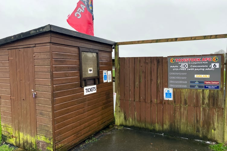 Tavistock Community FC old shed and gate to be replaced by modern turnstiles.