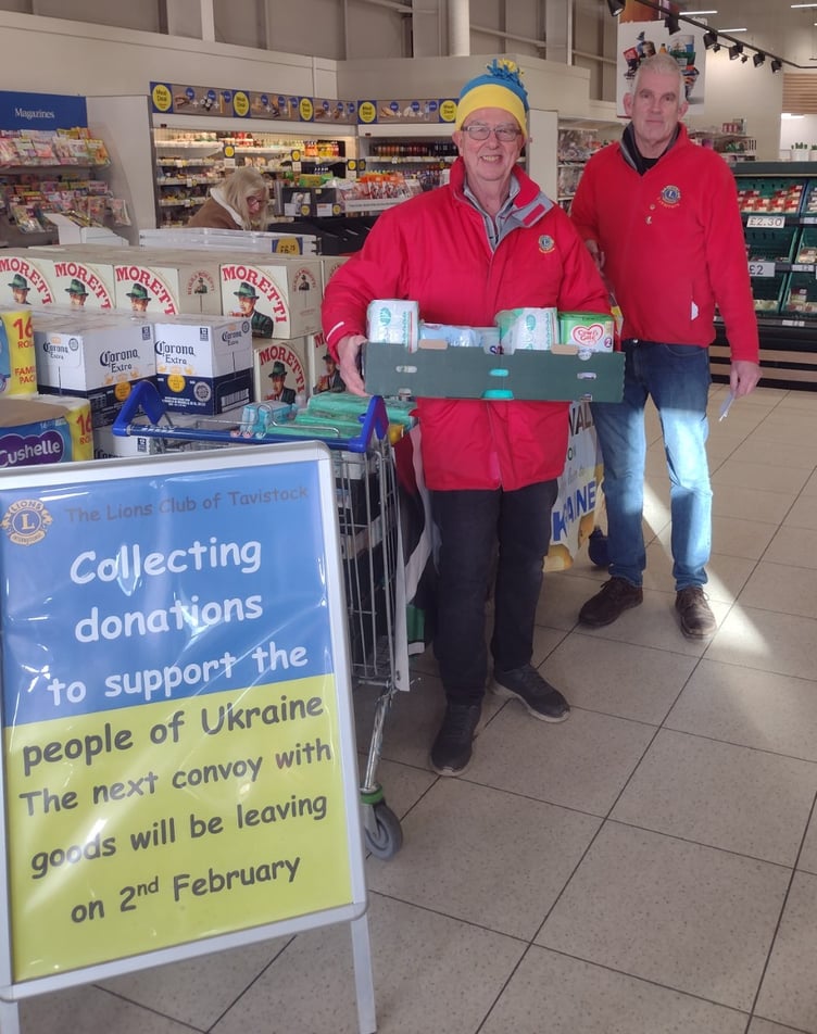 Tavistock Lions collect aid for next week's aid convoy to Ukraine