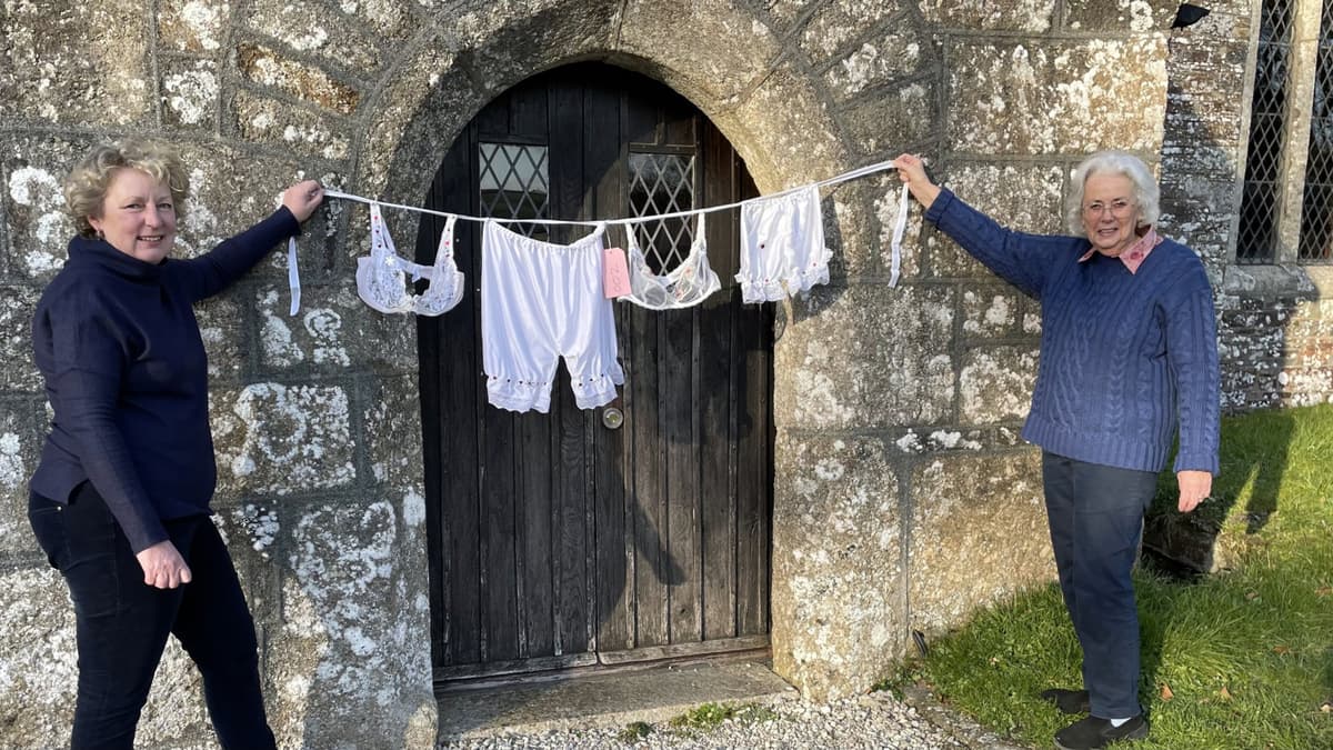 Oh vicar! Fancy knickers on the washing line at Marystow Church fundraising event 