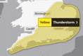 Yellow warning of thunderstorms today