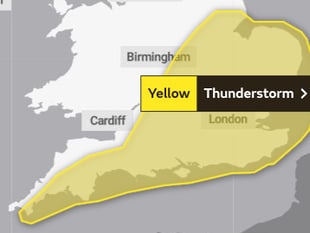 Yellow warning of thunderstorms today