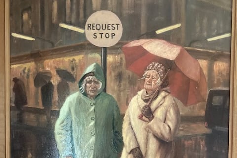 Request Stop painting by Richard Woollcombe