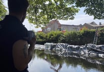 Town has a newly-built river dam for safety works