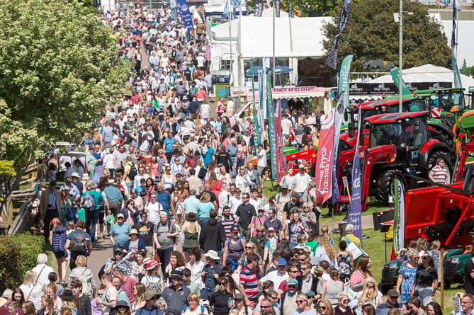 A busy avenue at the Devon County Show in May.