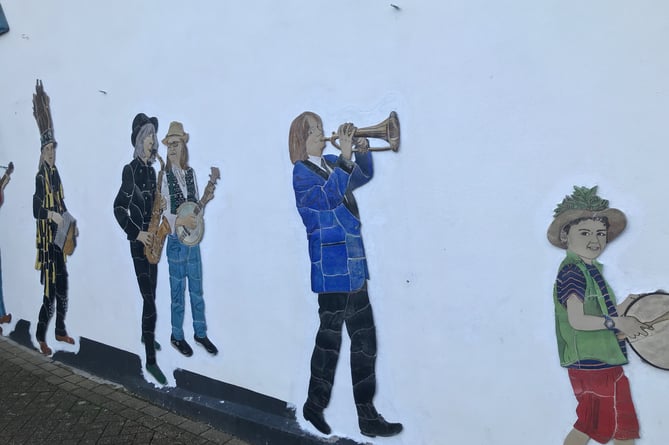 Callington town mural in progress by Rosie Fierek