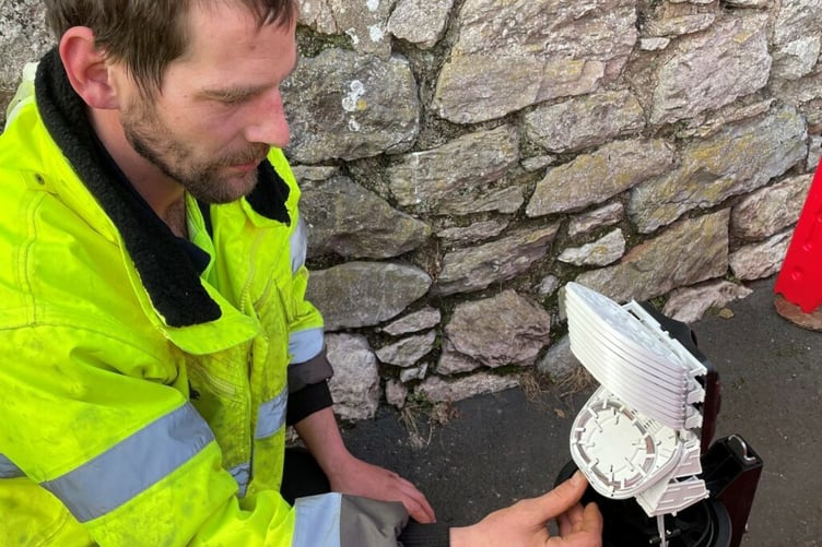 An Airband engineer employed on the Connecting Devon and Somerset superfast broadband project.