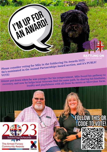 Battling on therapy dog Milo