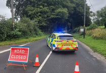Power lines down on A386, road closed near Fox and Hounds pub, Lydford