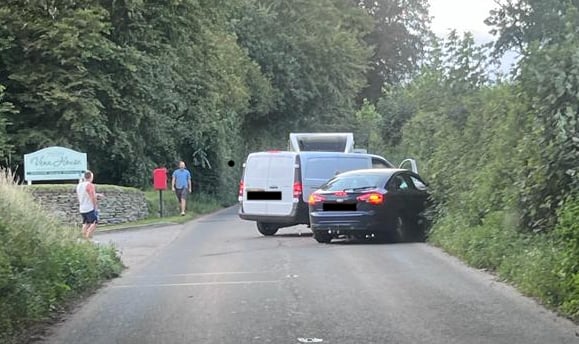 There has been a crash on the road to Lamerton. Picture: Lianne Carr (17-8-23)