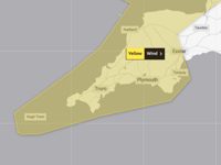 Storm Agnes brings yellow weather warning which covers all of Cornwall