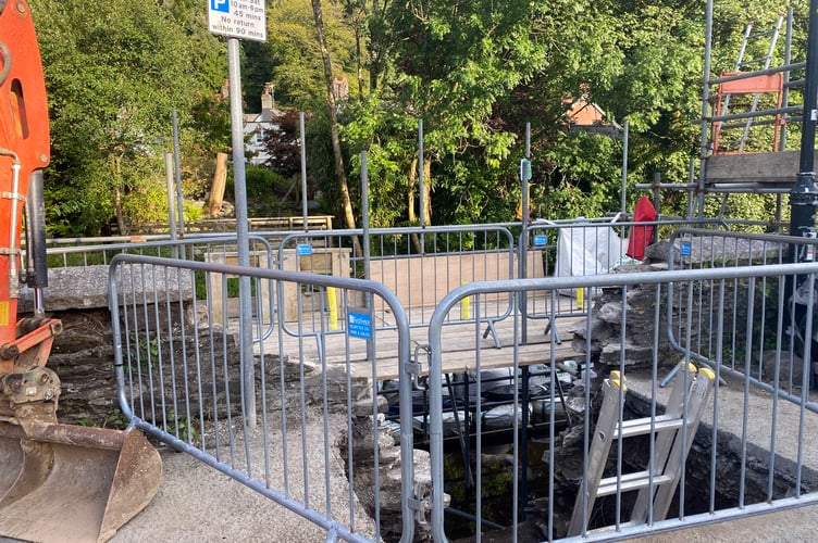 Tavistock Market Road river wall hole repairs complete soon.