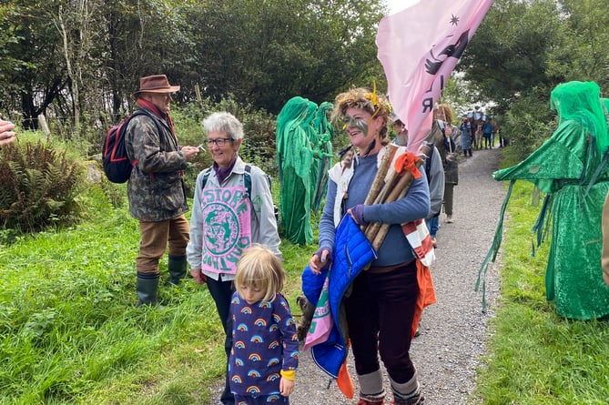 Rewilding protest princetown family march