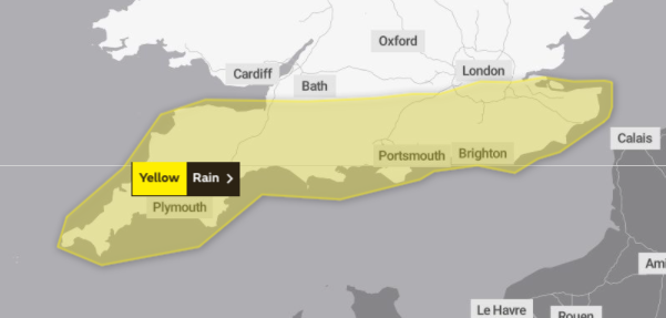 Yellow weather warning issued for South West 
