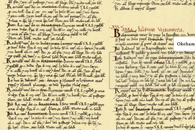 An extract of Okehampton in the Doomsday book