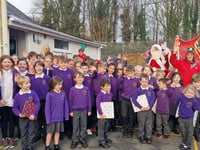 Santa drops by at Mary Tavy school