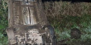 Lamerton overturned car sparks drone and dog search