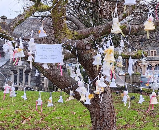 Tavistock church tree hosts a host of knitted angels