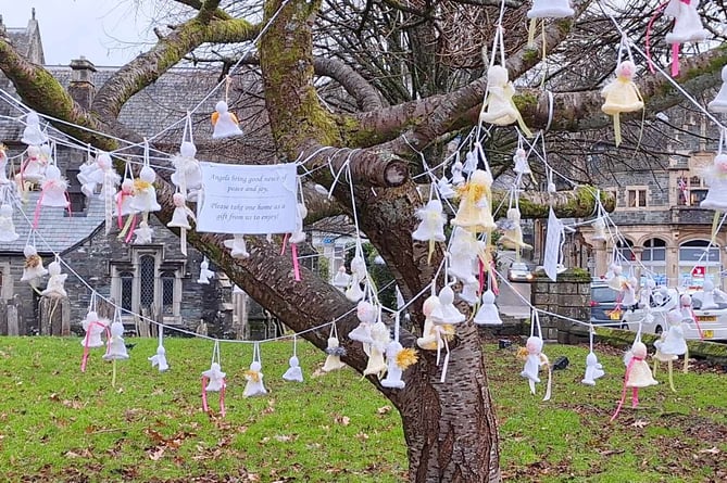 A host of knitted angels appeared over night in a Tavistock churchyard
