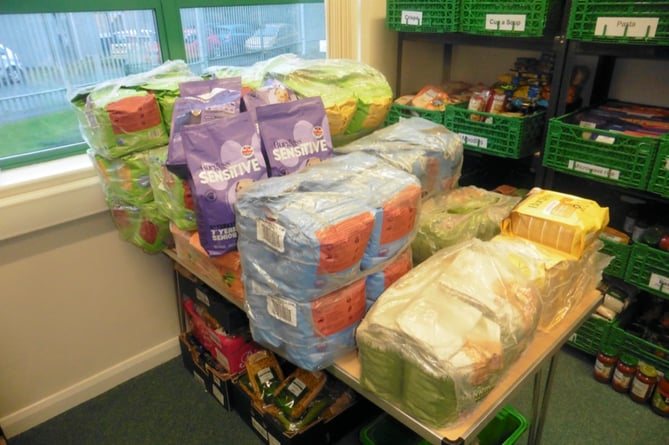 pet food donated by the Tavistock Pet Emporium to Tavistock Foodbank