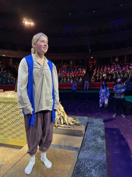 Olivia Purnell rehearses David and Goliath at Royal Albert Hall