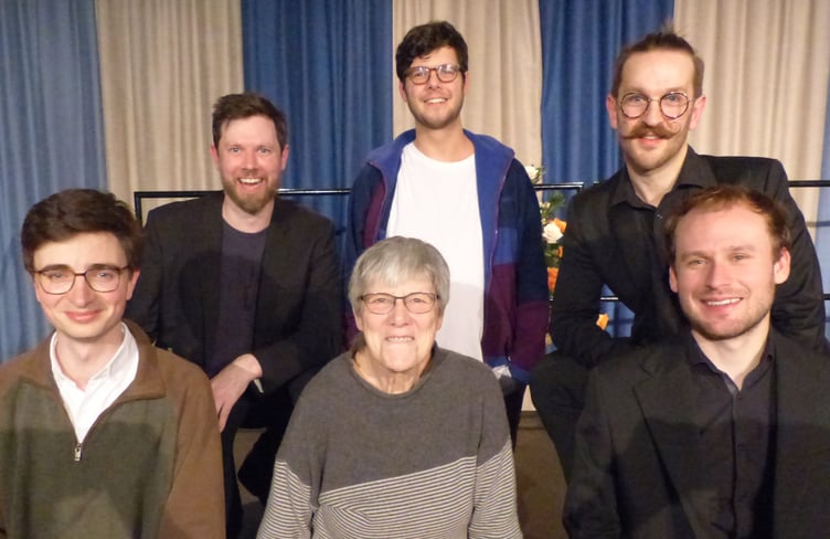 The Atea Quintet after their performance for NADSA Concerts with Susan Avis of sponsors Buyrite Tyres