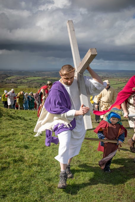 Brent Tor Good Friday crucifixion dramatisation.