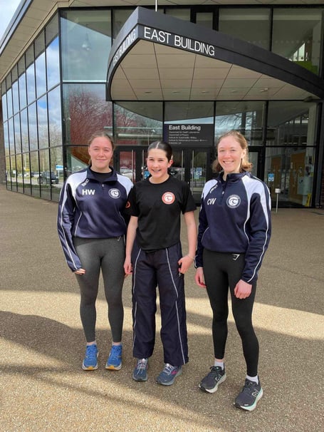 Tavistock Swimming Club's biathlon girls team Hannah, Miri and Charlotte.