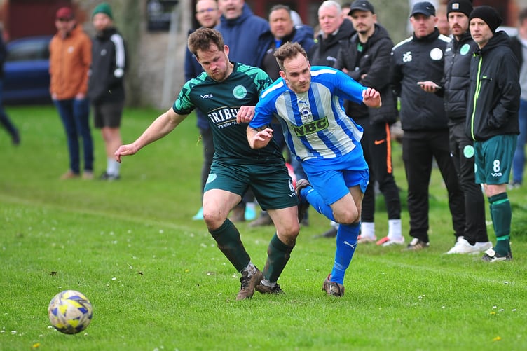 South Devon League football. Herald Cup clash with Newton Abbot 66 versus Buckfastleigh Rangers. Full time score of 3-1 in favour of 66.