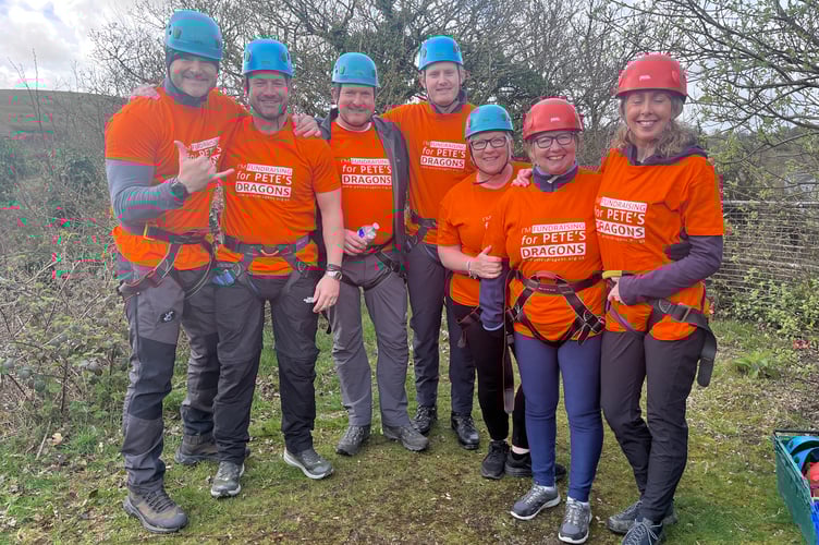 The intrepid police abseilers. Assistant Chief Constable Jim Colwell is second from left and PCSO Debbie Hollinson is on the right.