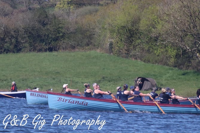 The two crews from the club competing in the Roadford Races