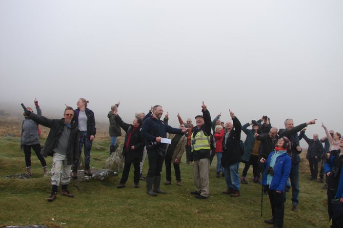 Last year's Belstone Dawn Chorus Walk, looking for the cuckoo they could hear in the mist